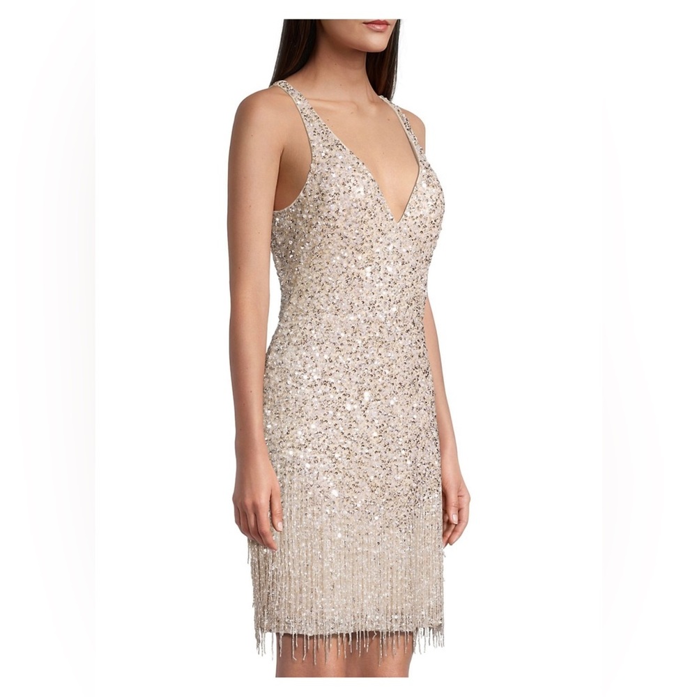 Mac Duggal Beaded Mini Sheath Dress - Picture 2 of 7